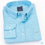 قميص كتان سادة تركواز D1