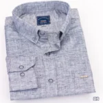 قميص كتان سادة كحلي D5