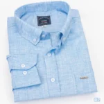قميص كتان سادة سماوي D7