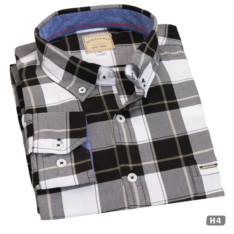 قميص كاروهات رجالي أسود H4
