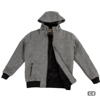 جاكيت جوخ رجالي فرو لون رصاصي C4