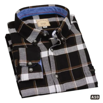 قميص كاروهات رجالي أسود A10