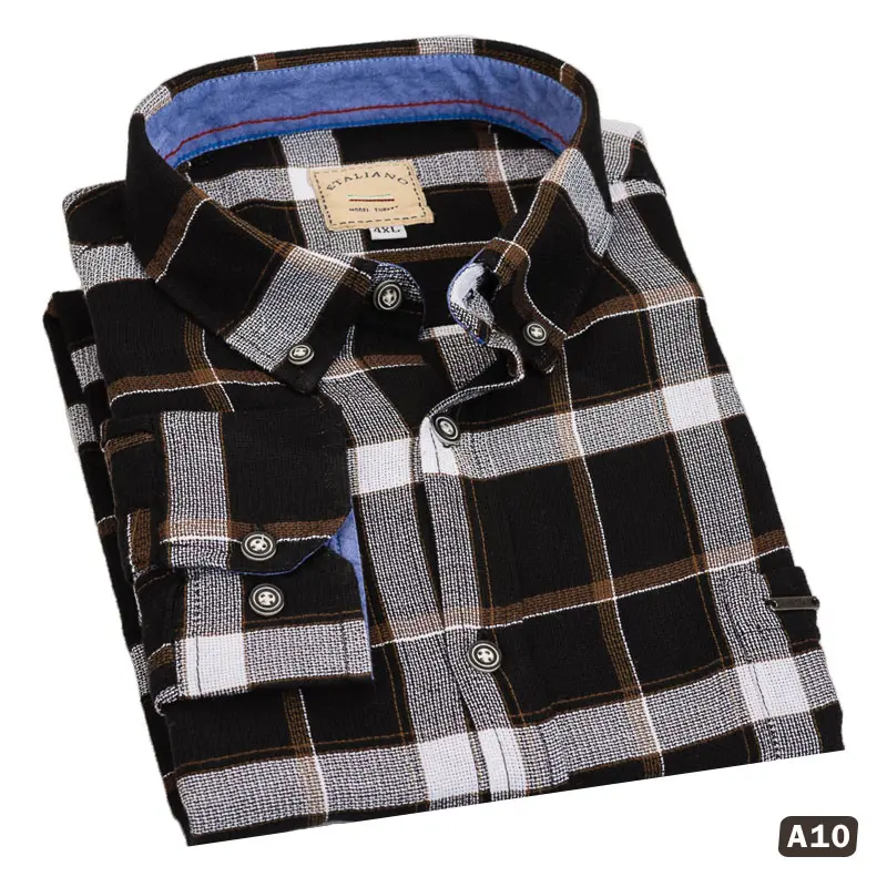 قميص كاروهات رجالي أسود A10