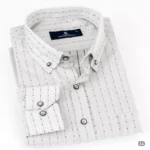 قميص مقلم رجالي رمادي ثلجي 34